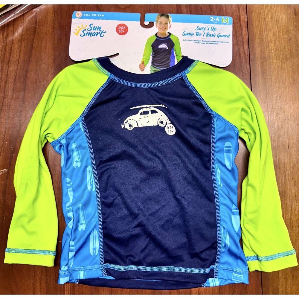 Surf's Up Boy's Rash Guard Swim Tee  Size Medium (2T-4T)